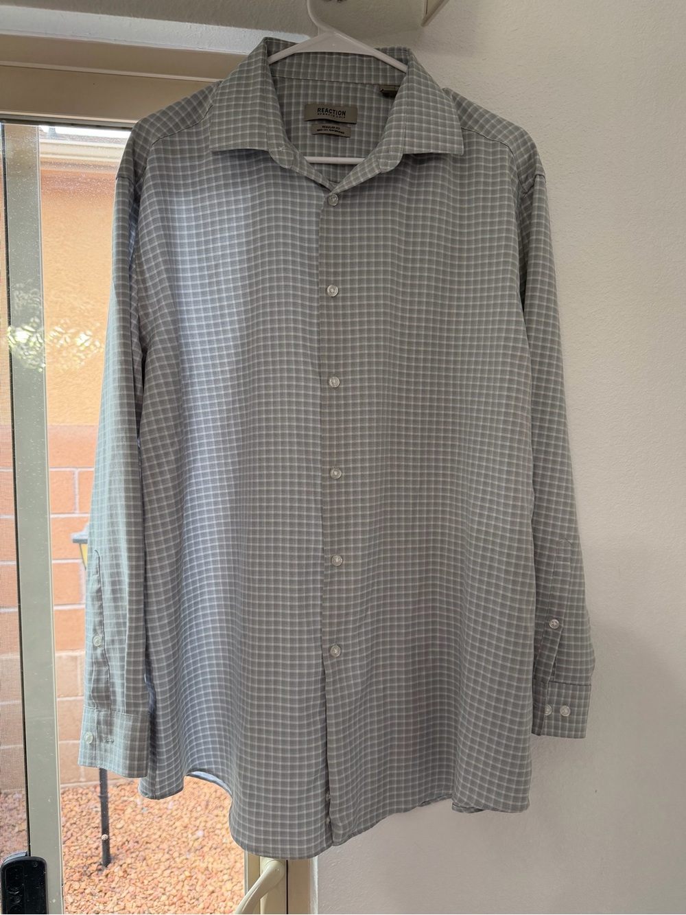 Kenneth Cole Light Gray Checked Dress Shirt
